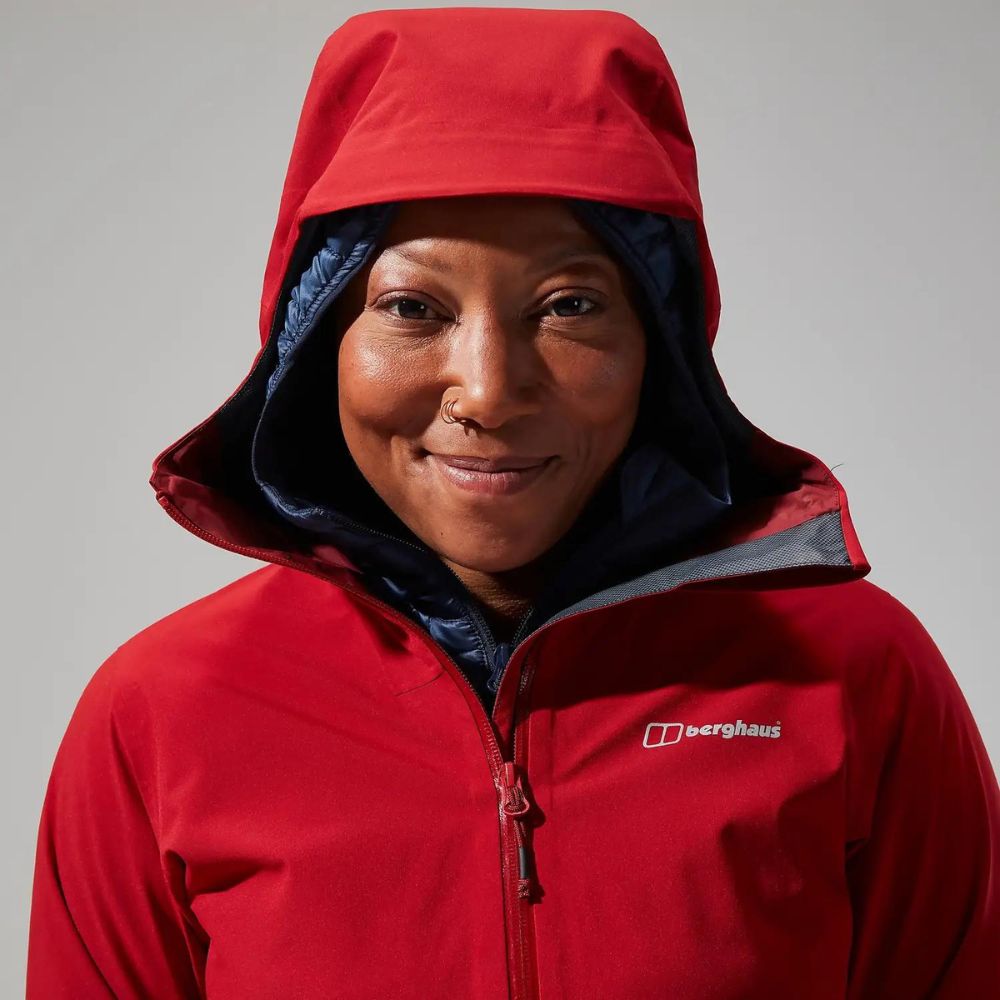 Berghaus Mehan Vented Giacca A Vento Impermeabile Donna Con Cappuccio, Hydroshell 2.5L, Zip Ascellari, Taglie Disponibili