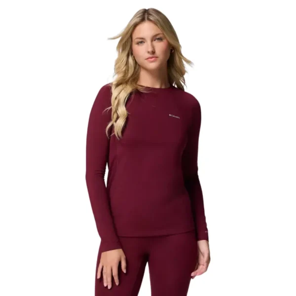 Women's Columbia Midweight Stretch Crew Baselayer - Rich Wine